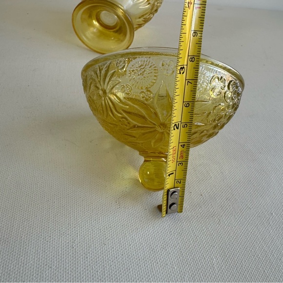 Vintage 1960's AVON Yellow Glass Compote Egg Shaped Floral Lidded Candy Dish 6" - Picture 10 of 15